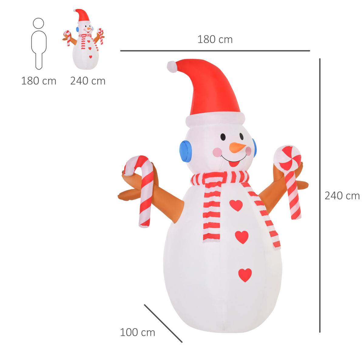 image of 8ft Christmas Inflatable Snowman with Candy Rotating Lighted Indoor Outdoor