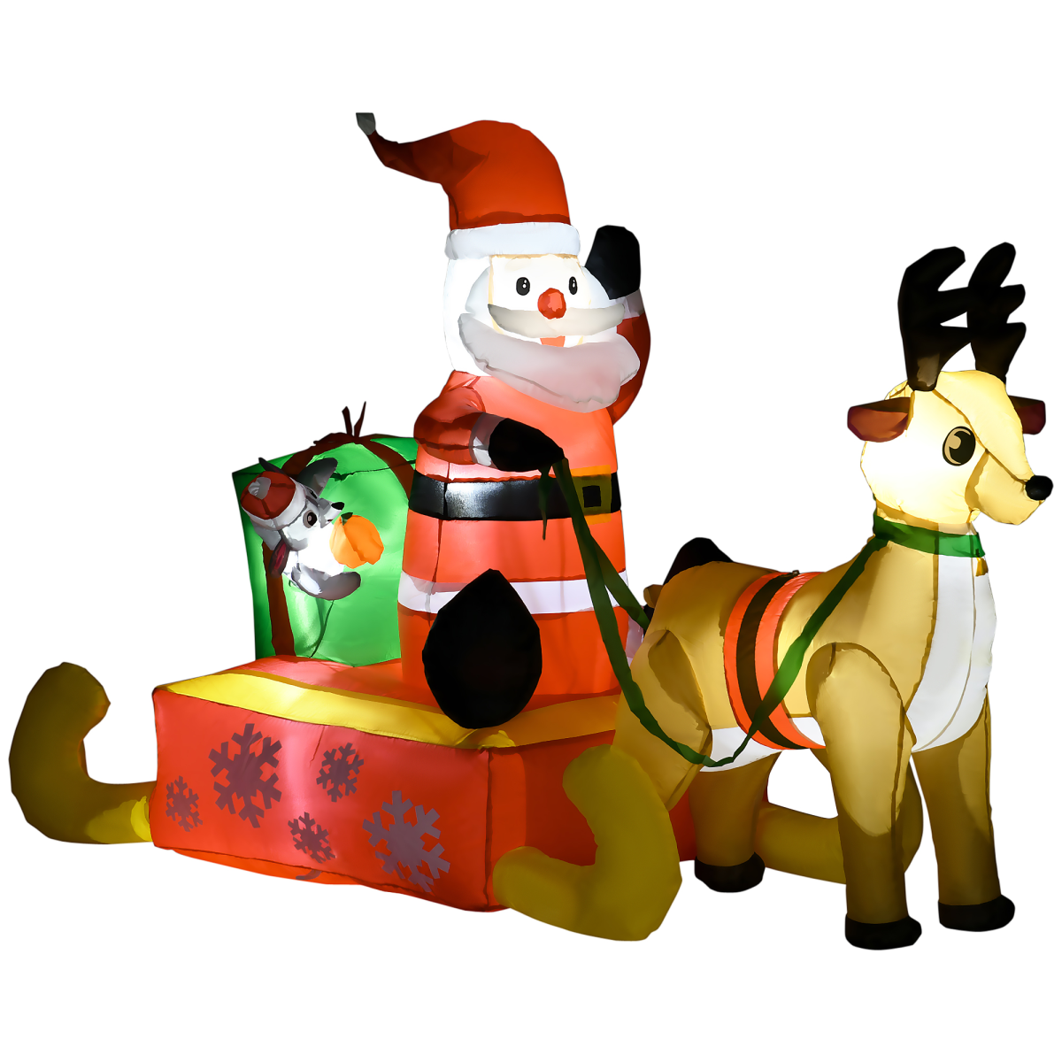 picture of 4ft Christmas Inflatable Santa Claus Sledge Sleigh Reindeer Garden