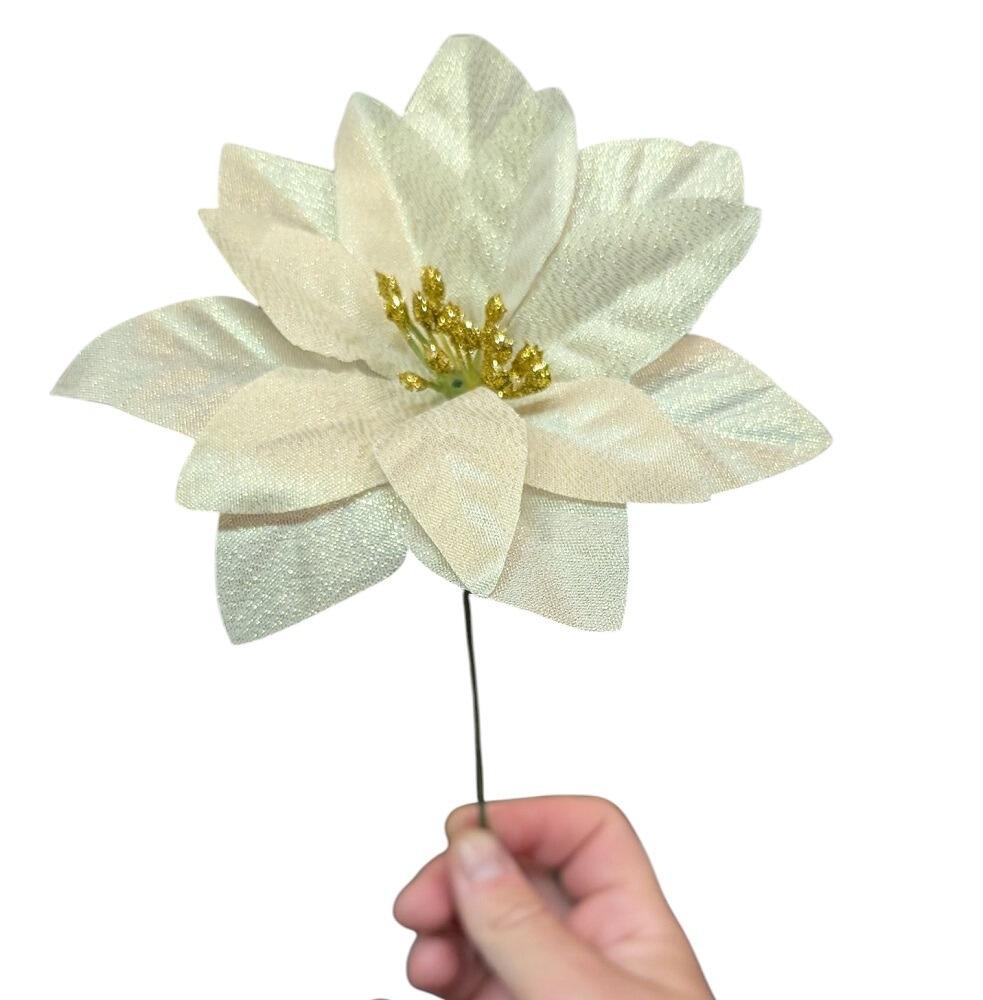 gold velvet artificial poinsettia pick flower