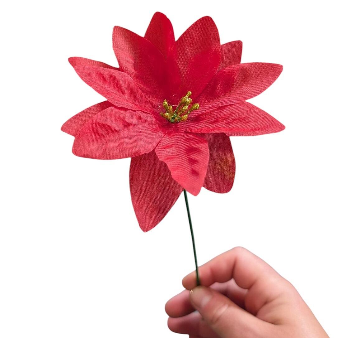 red artificial poinsettia pick flower