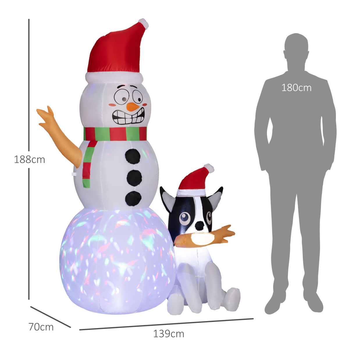 Image showing 6.2FT Christmas Blow Up Snowman with Dog for Garden with crisp detail.