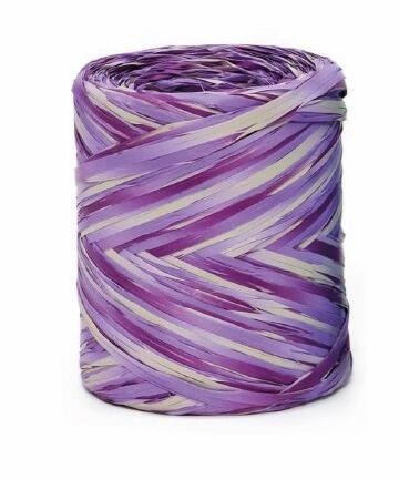 roll of purple pink and ivory raffia ribbon