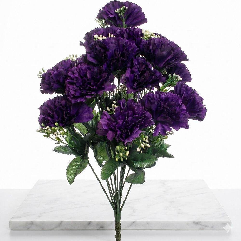 purple carnation artificial flower bouquet bush bunch