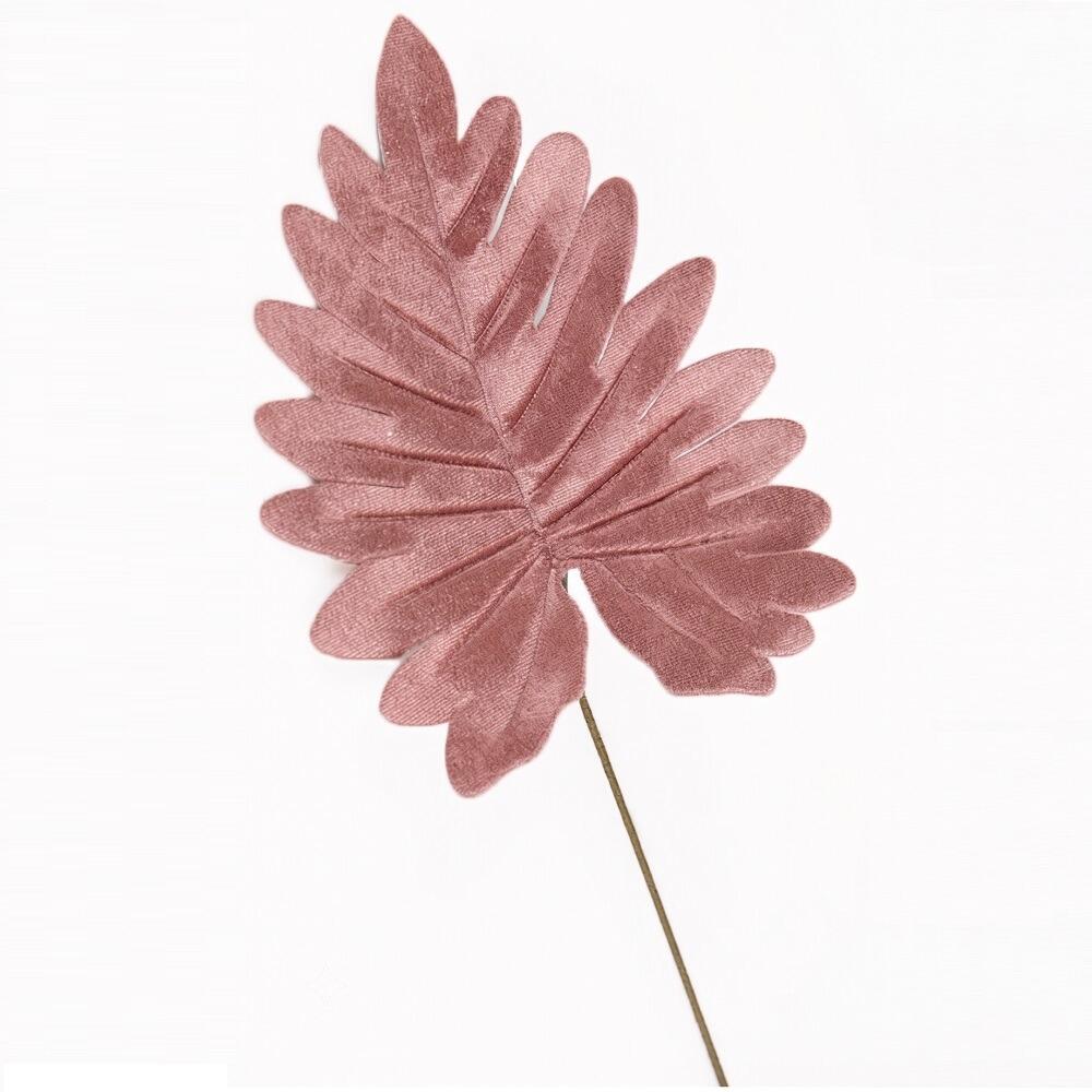 Luxury Pink Velvet Pick with Large Leaf Flower Head