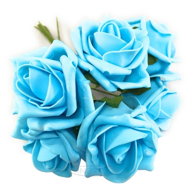 baby blue colourfast foam roses