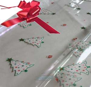 red hamper wrapping kit christmas trees cellophane wrap