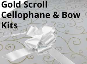 hamper wrapping kit gold scroll cellophane wrap bow