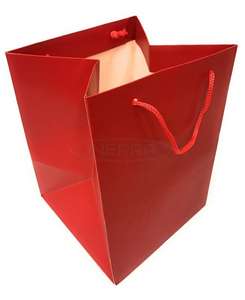 red christmas gift bags rope handles present