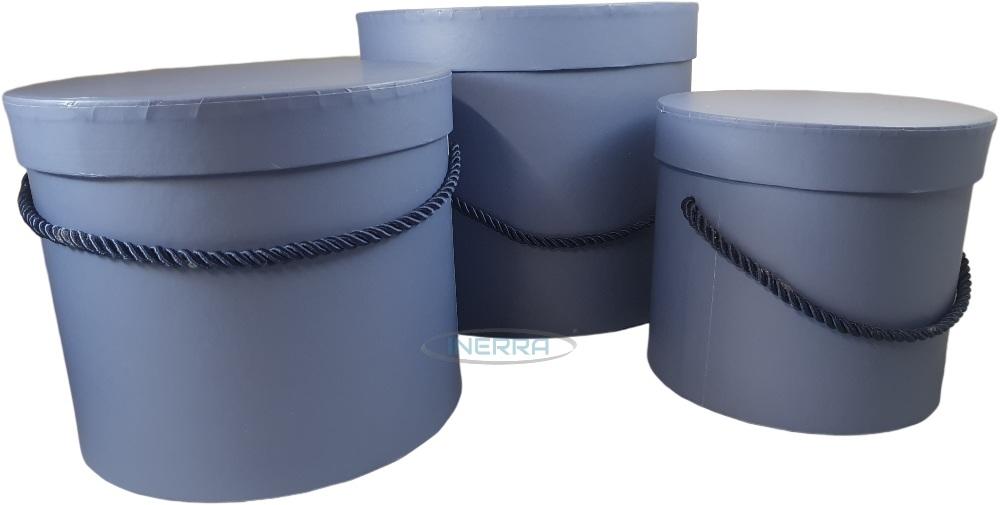 Blue Hat Boxes - Pack of 3 with Rope Handles