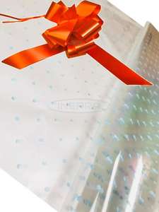 orange blue dot cellophane baby shower gifts hamper basket wrapping cellophane and bow