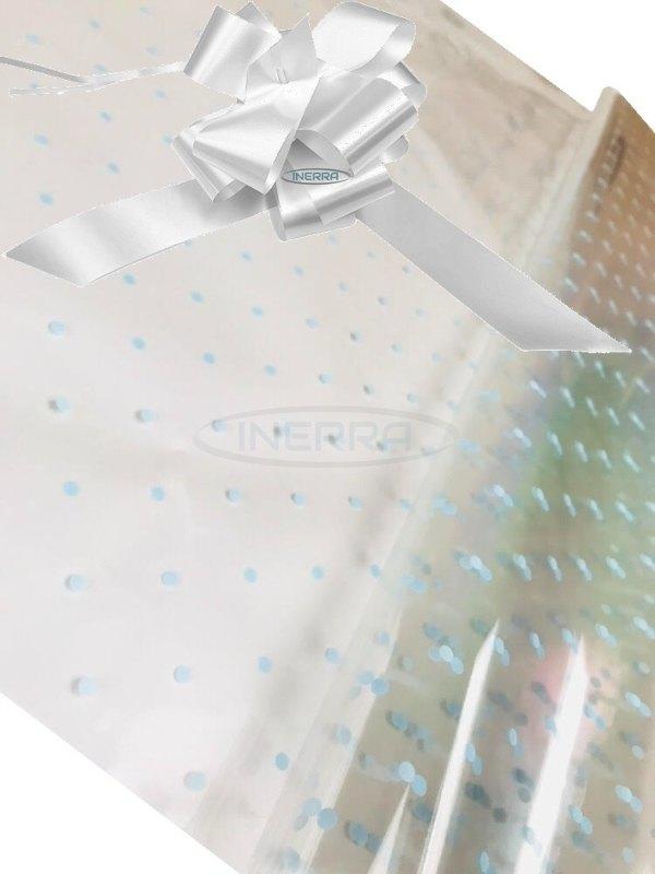 pearl blue dot cellophane baby shower gifts hamper basket wrapping cellophane and bow