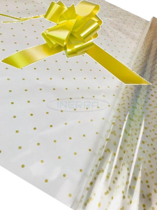 lemon Hamper Cellophane and Large Aqua Bow for Wrapping Hampers