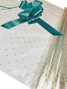 turquoise Hamper Cellophane and Large Aqua Bow for Wrapping Hampers