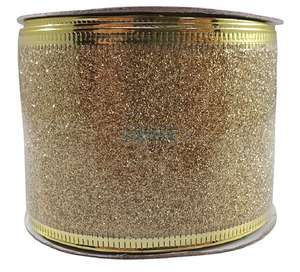 gold glitter ribbon wide wired edge