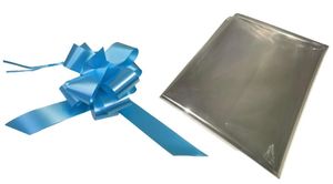 hamper wrapping kit clear cellophane baby blue