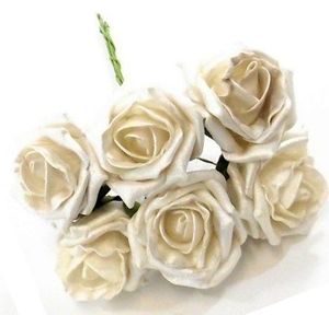 foam artificial flowers roses bunch white colourfast