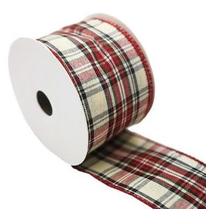 christmas fabric wide xmas tartan ribbon wired wire edge