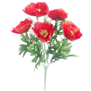 artificial foliage flowers bush bunch poppy poppies red