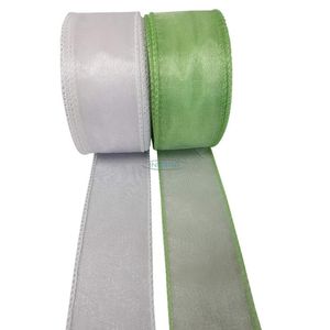 white and lime green ribbon
