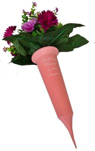 pink daughter grave vase spike with flowers