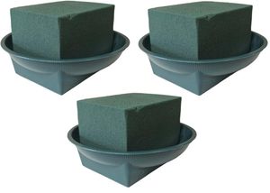 square round floral tray dish with florist foam