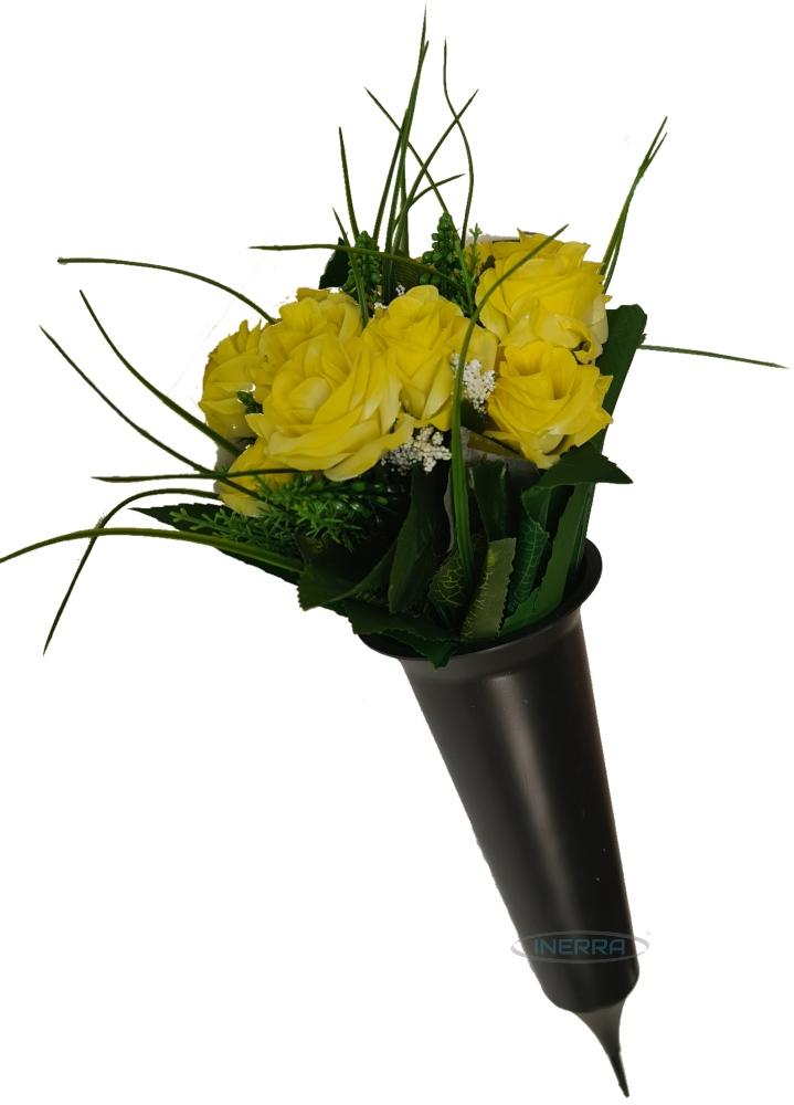 graveside grave vase spike with yellow roses artificial flowers