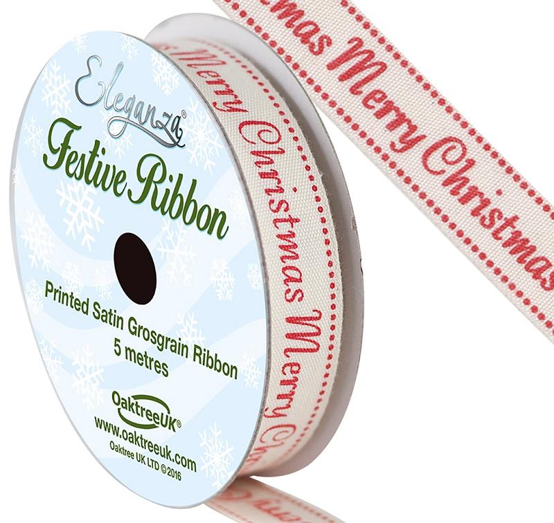red cotton natural merry christmas ribbon