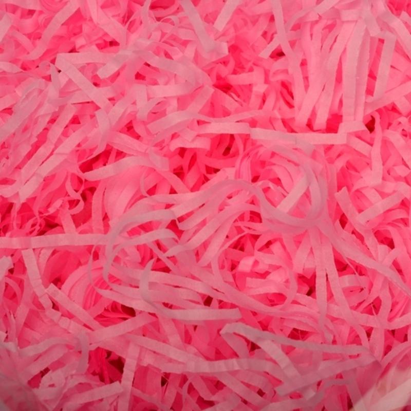 light pink shredded tissue paper basket hamper filling base