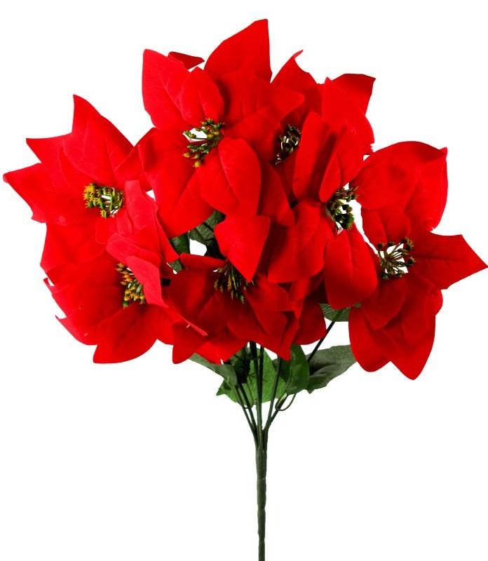 artificial red poinsettia bunch flowers