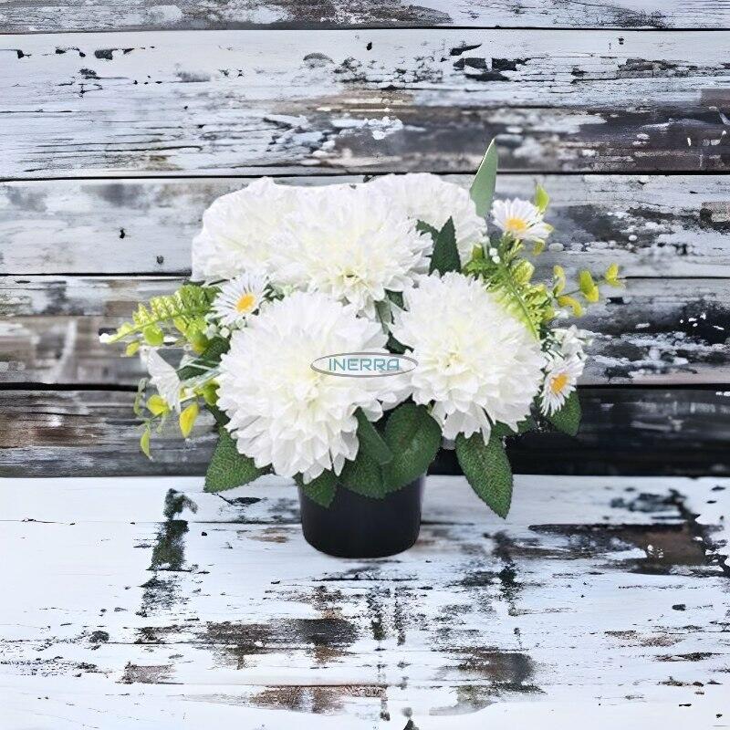 cemetery grave vase pot artificial flowers ivory