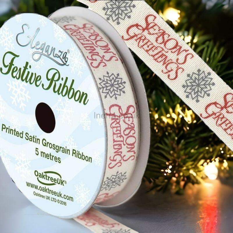 seasons greetings printed christmas ribbon