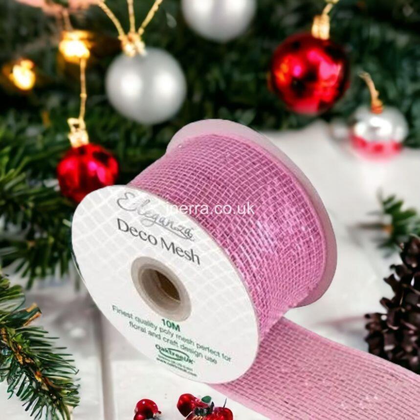 metallic pink deco mesh