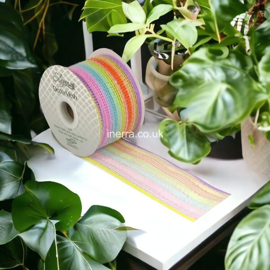 rainbow deco mesh striped