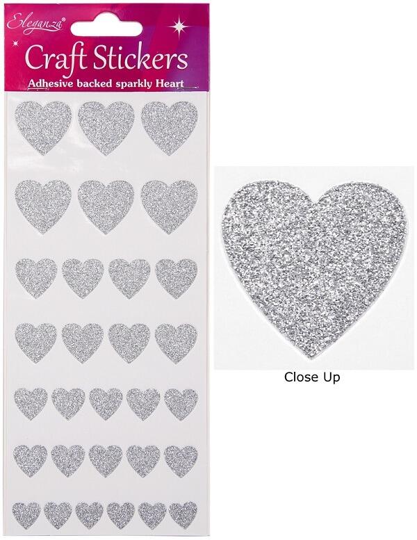 silver heart stickers sparkly