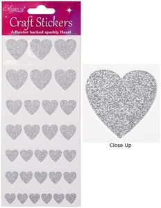 silver heart stickers sparkly