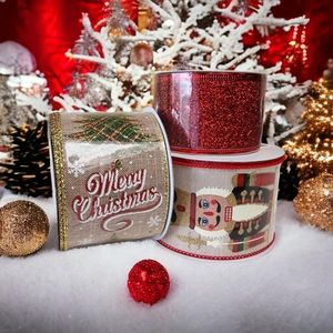 wired christmas ribbon for trees and wreaths bundle