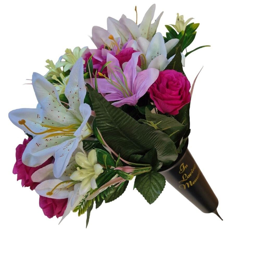 cemetery flower spike with artificial flowers