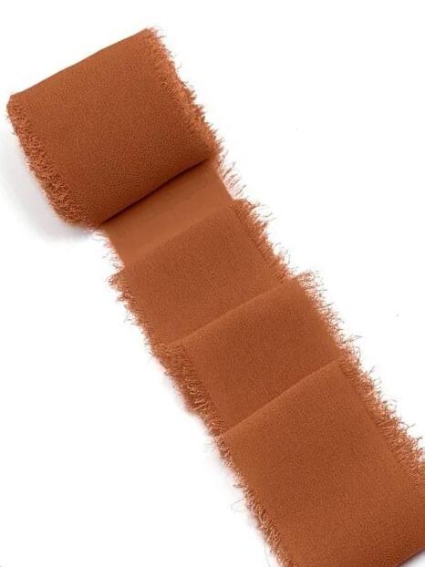 copper chiffon ribbon with frayed edges