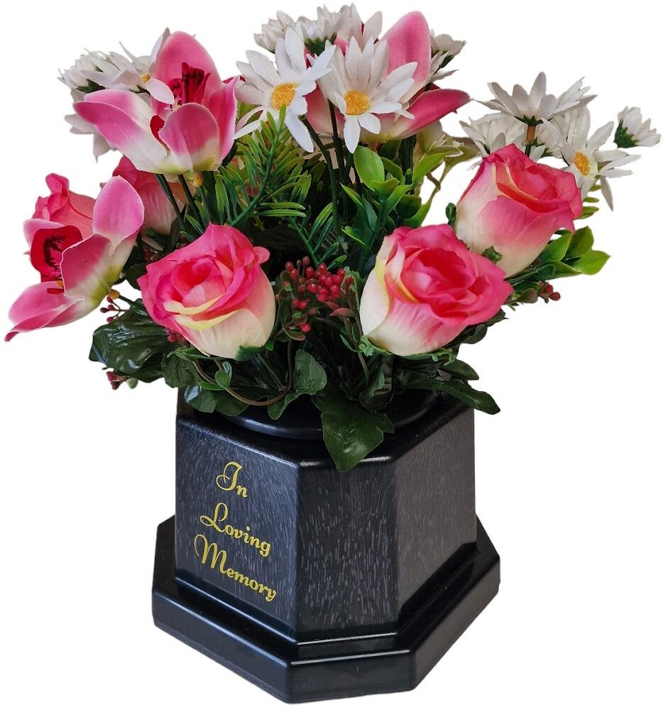roses and orchid grave flower pot