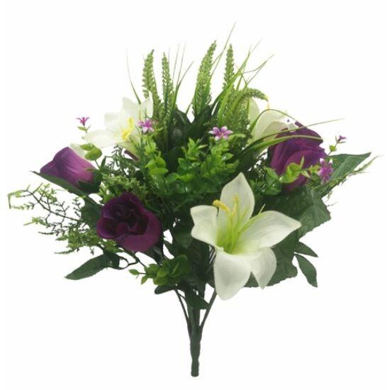 artificial flowers bouquet lily purple roses