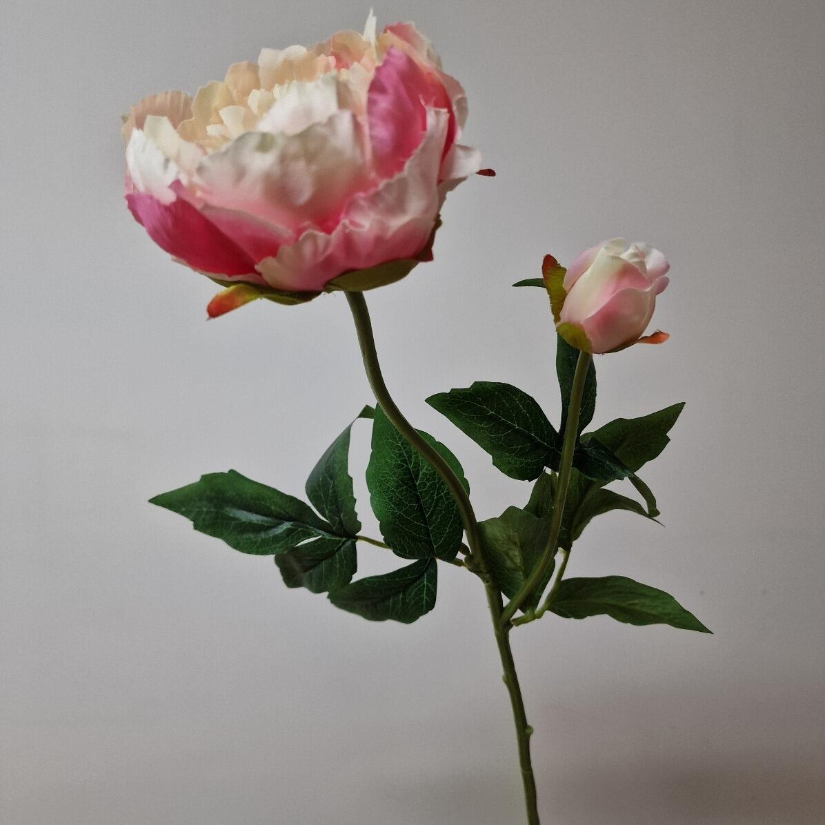 flowers peony spray stem artificial pink