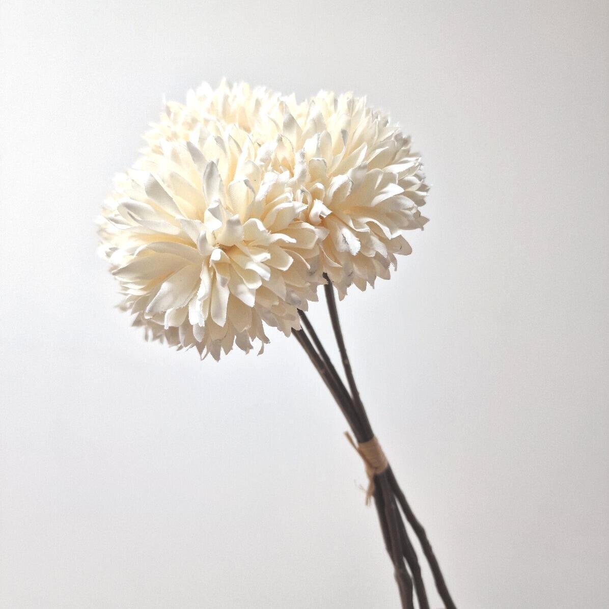 artificial pom poms cream flowers