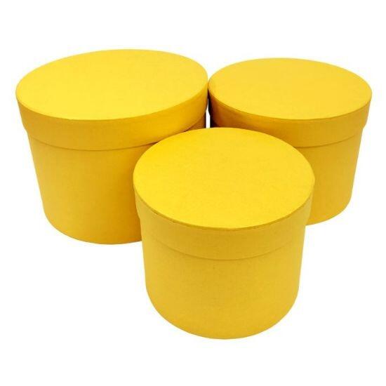 yellow hat boxes flowers