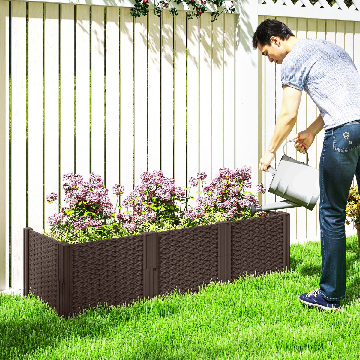 Plastic Planter Box Kit Modular Raised Bed for Flowers