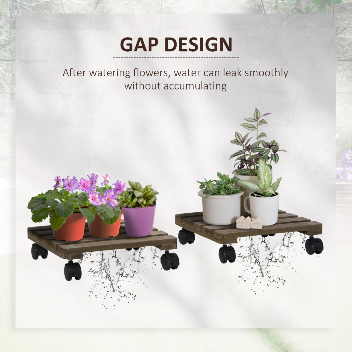 2 Pack Plant Stand with Wheels, Flowerpot Holder