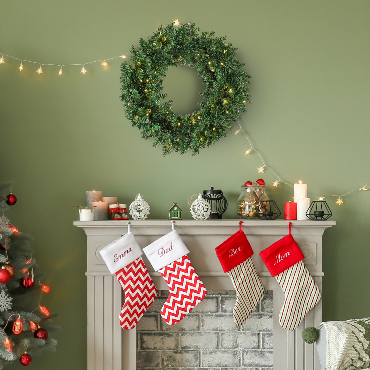 Pre-lit Christmas Wreath 50 Warm White LED