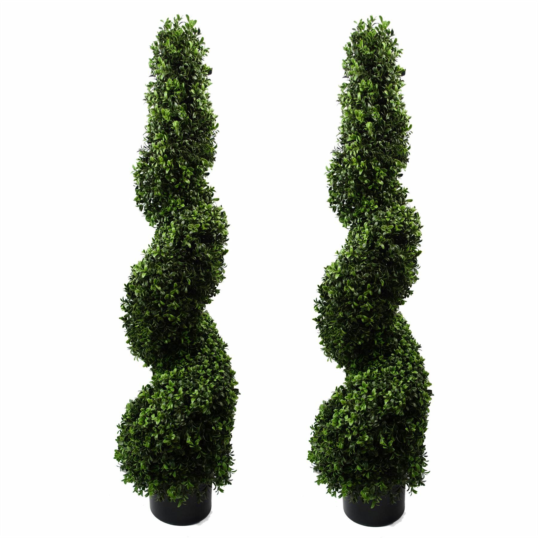 Pair of Spiral Buxus Artificial Tree