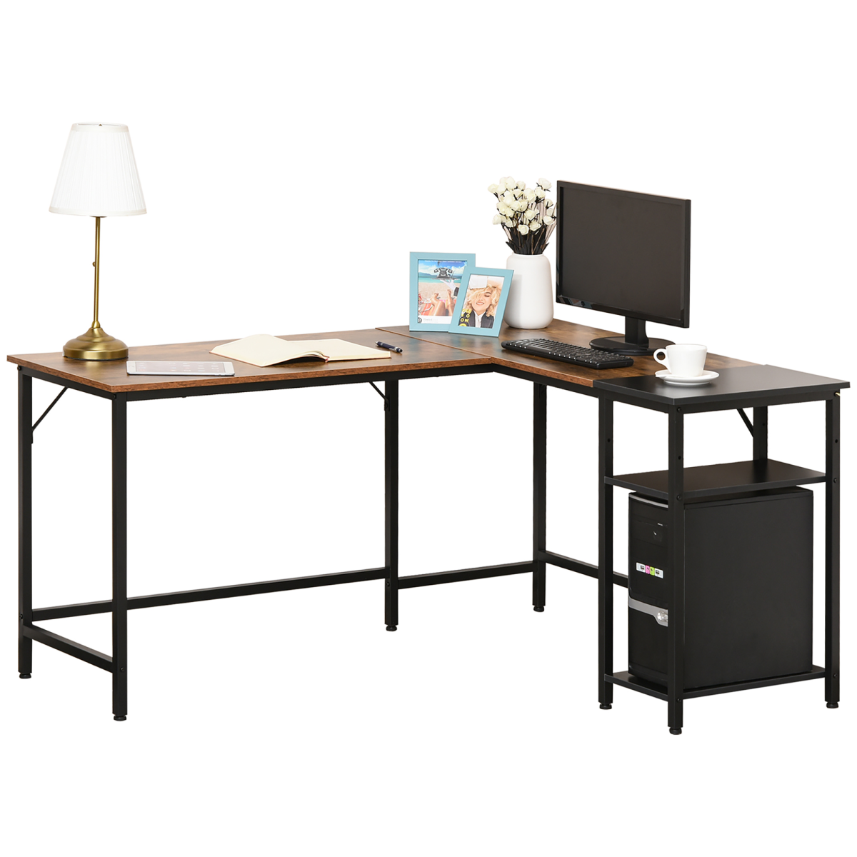 Computer Desk with Adjustable Storage Shelf