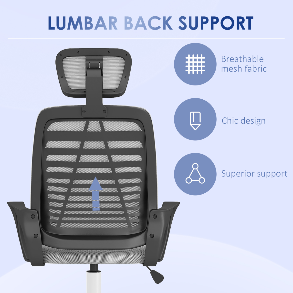 Mesh Office Chair, Computer Chair with Rotatable Headrest