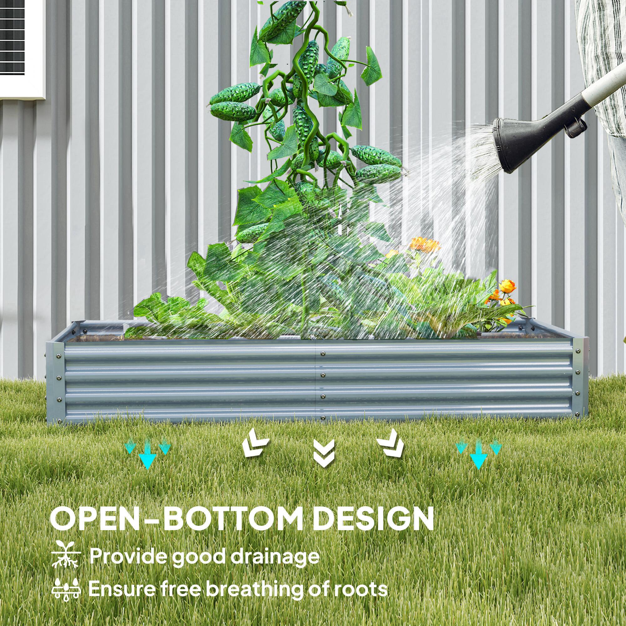 Galvanised Raised Garden Raised Bed, Silver